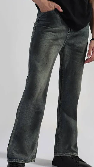 men's blue washed wide leg jeans men's blue washed wide leg jeans