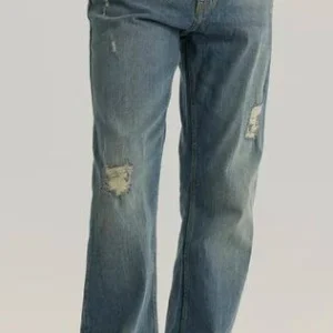 Home mens blue light distressed bootcut casual jeans